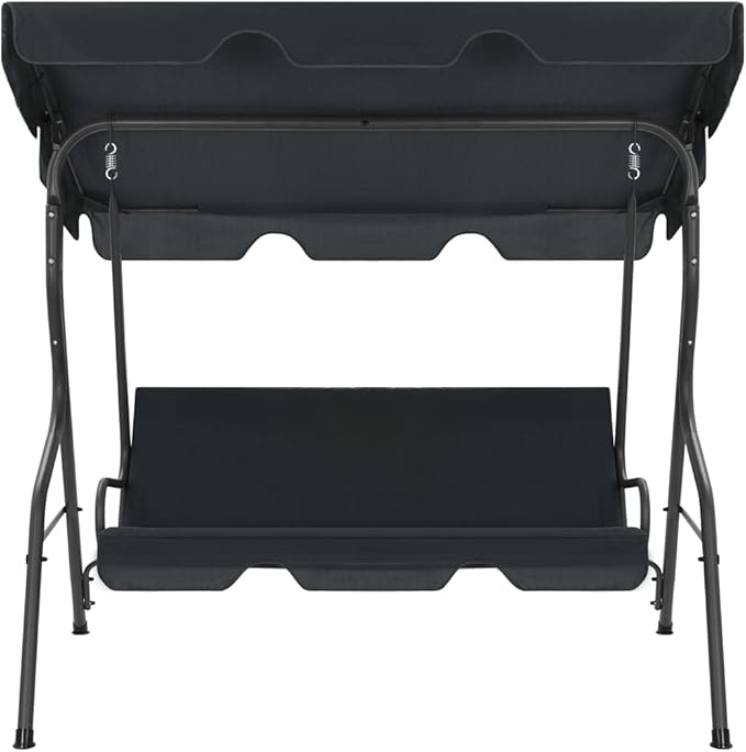 3-Person Garden Swing Bench, Outdoor Patio Porch Swing Chair with Adjustable Canopy, Durable Powder-Coated Steel Frame - Photo 2