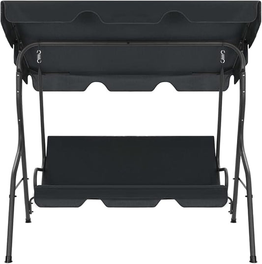 3-Person Garden Swing Bench, Outdoor Patio Porch Swing Chair with Adjustable Canopy, Durable Powder-Coated Steel Frame, Anthracite, 66.9x43.3x60.2 Inches