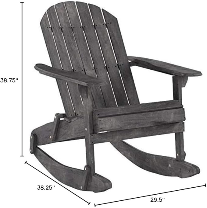 Christopher Knight Home Malibu Outdoor Acacia Wood Adirondack Rocking Chairs, 2-Pcs Set, Dark Grey