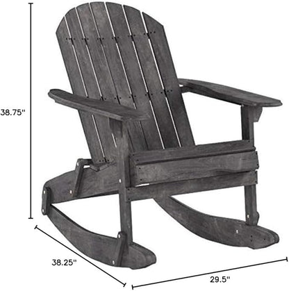 Christopher Knight Home Malibu Outdoor Acacia Wood Adirondack Rocking Chairs, 2-Pcs Set, Dark Grey