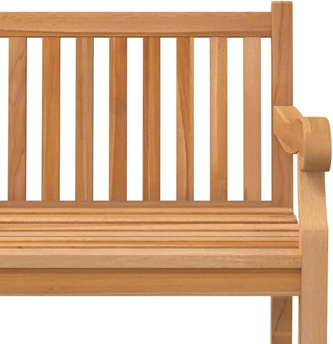 Heavy Duty Solid Teak Wood Garden Bench Light Brown Vintage Style Outdoor Seating for Patio Rustic Charm Weather Resistant Durable Construction