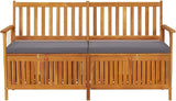 Storage Bench with Cushion Garden Bench Outdoor Bench for Outdoors Porch Entryway Furniture for Yard 58.3" Solid Wood - Photo 2