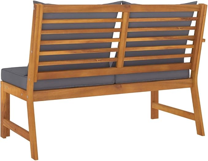 Outdoor Garden Sofa,Weather Resistant,Used in Garden,Balconie,Terrace, Backyard,Deck,Garden Bench 45.1" with Dark Gray Cushion Solid Acacia Wood(Priority Delivery)