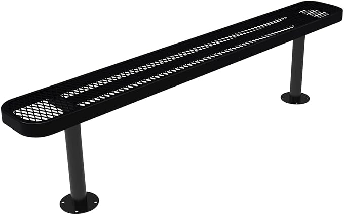 COATEDOUTDOORFURNITURE Coated Outdoor Furniture Heavy-Duty Outdoor Bench Thermoplastic Coated, Expanded Metal, Commercial-Grade Seating, Made in America (Surface Without Back, 6 Ft, Black)