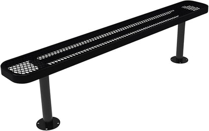 COATEDOUTDOORFURNITURE Coated Outdoor Furniture Heavy-Duty Outdoor Bench Thermoplastic Coated, Expanded Metal, Commercial-Grade Seating, Made in America (Surface Without Back, 6 Ft, Black)