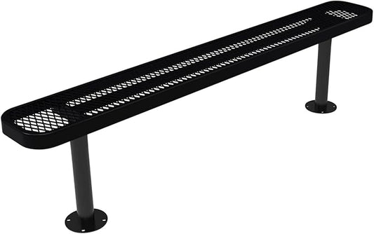 COATEDOUTDOORFURNITURE Coated Outdoor Furniture Heavy-Duty Outdoor Bench Thermoplastic Coated, Expanded Metal, Commercial-Grade Seating, Made in America (Surface Without Back, 6 Ft, Black)