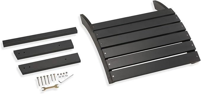 Psilvam Adirondack Ottoman, Adirondack Footstool for Adirondack Chair Weather Resistant Foot Rest for Outdoor Porch, Yard, Garden (Black)