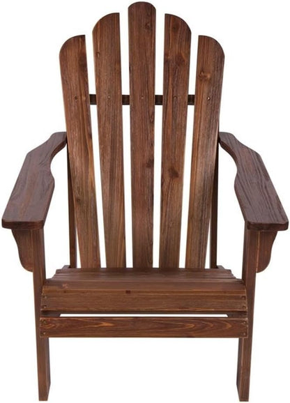 Pemberly Row Traditional Cedar Wood Patio Adirondack Chair, Brown Finish, 36" H x 35" W x 26.25" D, Contoured Seat, Ergonomic High Back, Wide Arms, Outdoor Porch or Garden Seating