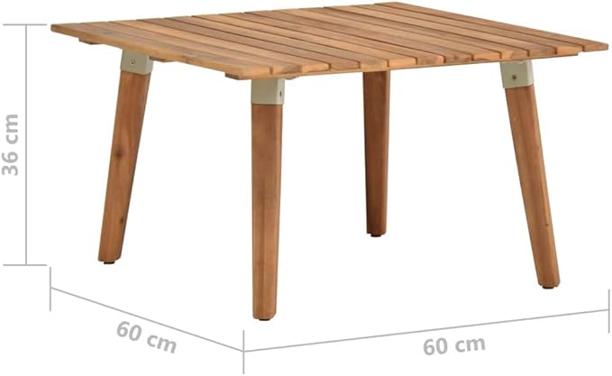 Outdoor Coffee Table 23.6x23.6 in Brown Solid Acacia Wood Square Patio Accent Table Portable Folding Assembly for - Photo 2