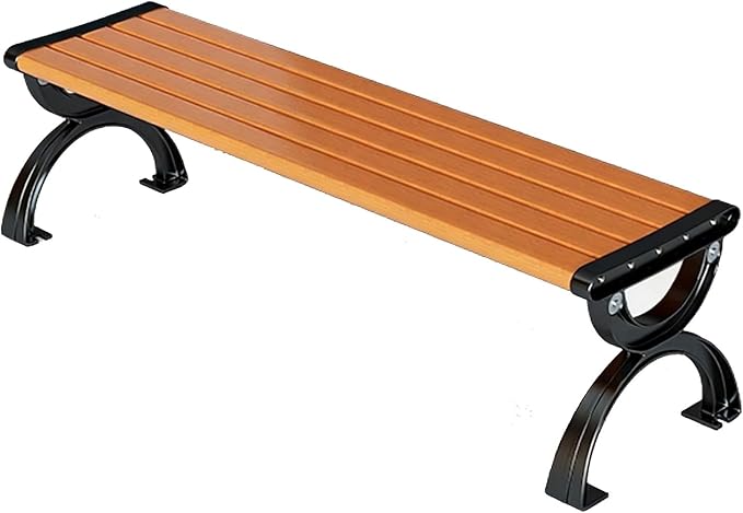 Outdoor Garden Bench, Cast Iron Metal Frame Patio Park Bench with Solid Wood Slatted Seat 47" 59" 71" Weather Proof Porch Benches for Porch, Lawn, Yard(Orange,120cm/47.2")