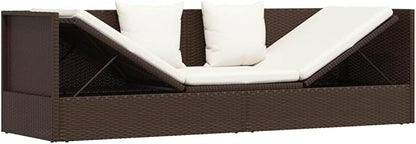 Sleek Modern Garden Bed Sun Lounger Brown - Adjustable & Foldable Cushioned Lounger (23.6 x 78.7 x 22.8 in) for Relaxing in Your Garden