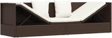 Brown PE Rattan Foldable Cushioned Sun Lounger with 4 Pillows and 7-Level Adjustable Backrest for Patio Garden Poolside - Photo 5