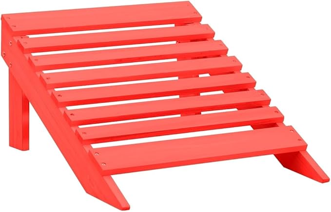 Patio Adirondack Chair with Ottoman Solid Fir Wood Red Outdoor Garden Furniture Comfortable Ergonomically Designed for - Photo 8