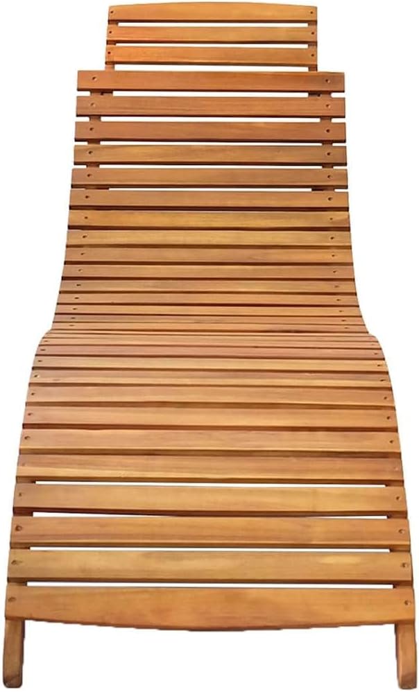Patio Sun Lounger Set of 2, Outdoor Chaise Lounge Chairs with Cushions, Solid Acacia Wood Frame, Green Polyester Fabric - Photo 3