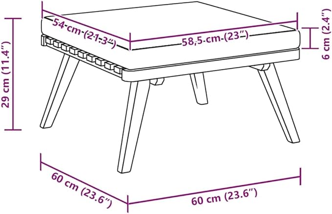 Solid Acacia Wood Outdoor Footstool with Weather-Resistant Cushion, Natural and Dark Grey - Photo 2