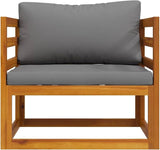 vidaXL Sectional Corner Sofa with Dark Gray Cushions - Solid Acacia Wood Outdoor Seating - Easy to Assemble - Photo 7