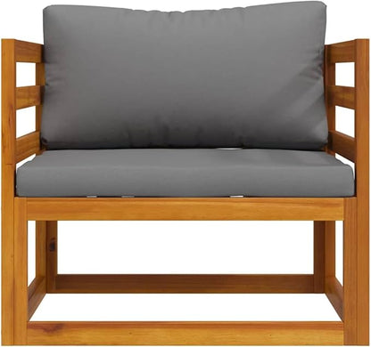 vidaXL Sectional Corner Sofa with Dark Gray Cushions - Solid Acacia Wood Outdoor Seating - Easy to Assemble - Customizable Garden Lounge Setting