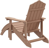 Brown HDPE Adirondack Garden Chair with Detachable Footstool for Patio, Outdoor Relaxation - Photo 6
