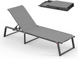 Aluminum Chaise Lounge Chair Outdoor, Foldable & No Assembly Pool Lounge Chairs 5-Position Recliner for Outside Poolside - Photo 1