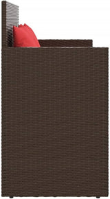 Garden Bench Deck Bench Patio Bench with Cushions Brown Poly Rattan - Photo 5