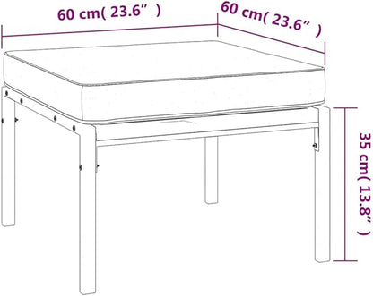 vidaXL Outdoor Footstool 2 Pcs - Patio Garden Ottoman Footrest with Gray Cushions - Modular Steel Frame - Comfortable Outdoor Seating for Terrace, Deck, Yard - Black and Gray, 23.6"x23.6"x13.8"