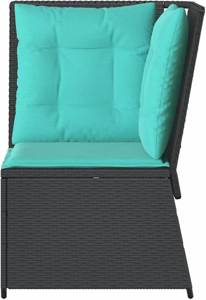 Outdoor Patio Sofa, Modular PE Rattan Garden Seat with Weather-Resistant Cushions, Modern Compact Small Balcony Wicker Chair for Backyard, Porch, or Terrace