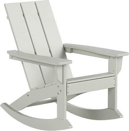 WO WESTIN OUTDOOR HDPE Shoreside Modern Rocking Poly Adirondack Chair (Set of 2),Sand