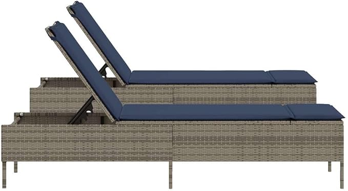 Set of 2 Outdoor Patio Sun Loungers, Adjustable PE Rattan Reclining Chairs with Comfortable Cushions for Garden - Photo 6