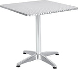 BTEXPERT Indoor Outdoor 27.5" Square Restaurant Table for Patio Stainless Steel Silver Aluminum Furniture with Base - Photo 1