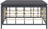 Outdoor Garden Footstool, Square Synthetic Rattan Ottoman with Comfortable Cushion - Photo 5
