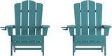Flash Furniture Newport Adirondack Chairs with Cup Holders, Weather Resistant Poly Resin Adirondack Chairs, Set of 2 - Photo 1
