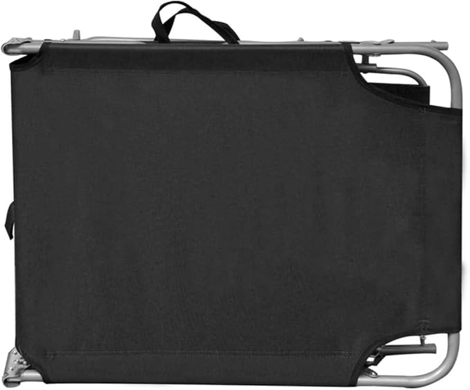 Black Folding Sunlounger w/Adjustable Canopy, 74.2"x22.6" Aluminum Chaise 265lb for Beach Pool Patio Garden - Photo 5