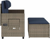 Reclining Patio Bench with Cushions Gray Poly Rattan Garden Bench Outdoor Bench Porch Bench Deck Bench for patios - Photo 6