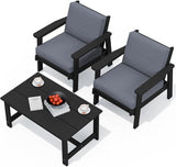 SERWALL HDPE Outdoor Couch, Black Frame and Grey Cushion - Photo 1