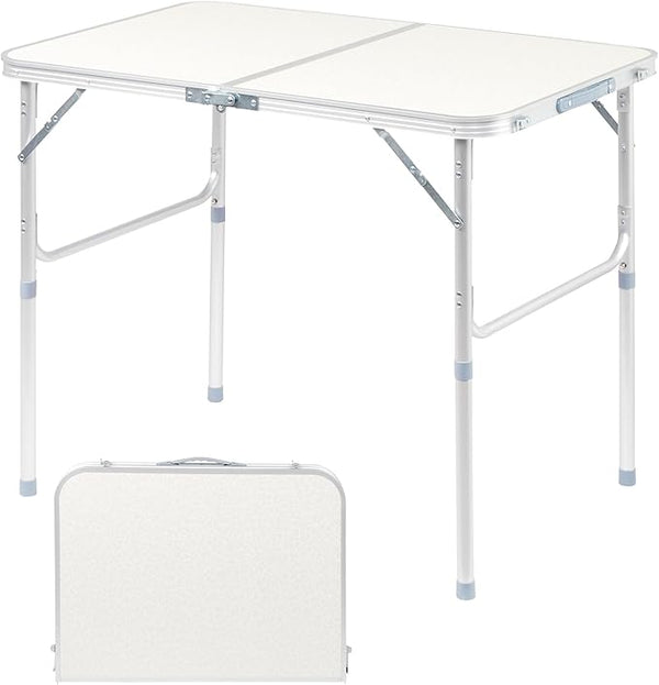 VINGLI 3FT Small Camping Folding Table Adjustable Height Aluminum Folding Table for Picnic Party BBQ - Photo 1