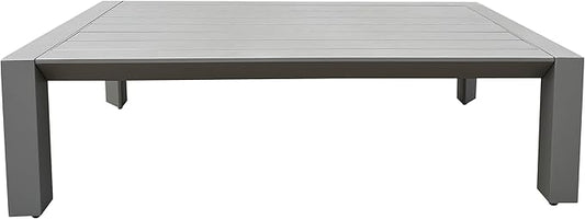 SAFAVIEH Couture Outdoor Patio Furniture Collection - Donaldo Rectangular Coffee Table, Dark Grey Aluminum Frame with Slatted Top (CPT4012A)