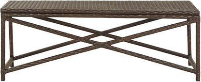 Industrial Style ,Patio Bench,Outdoor Bench,Garden Bench,Park Bench,Front Porch Chair, suitable for parks,Patio,Garden,Front Porch ,Lawn,Balcony,Backyard,Poolside,Terrace,47.2" Poly Rattan Brown