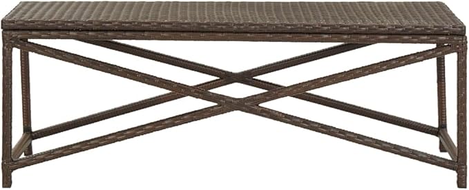 Bench Brown Polyethylene Rattan and Powder-Coated Steel Outdoor Seating Outdoor Furniture for Lawn Courtyard 47.2 in