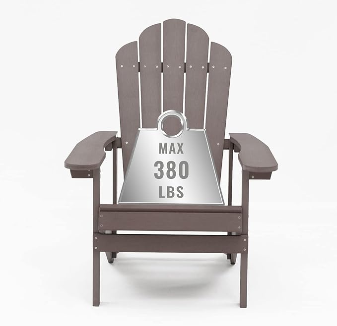 ELEGANT Folding Adirondack Chairs, Patio Chairs, Lawn Chairs, Outdoor Chair, Adirondack Chair Wood, Fire Pit, Weather Resistant for Deck, Backyard, Garden(Gray)