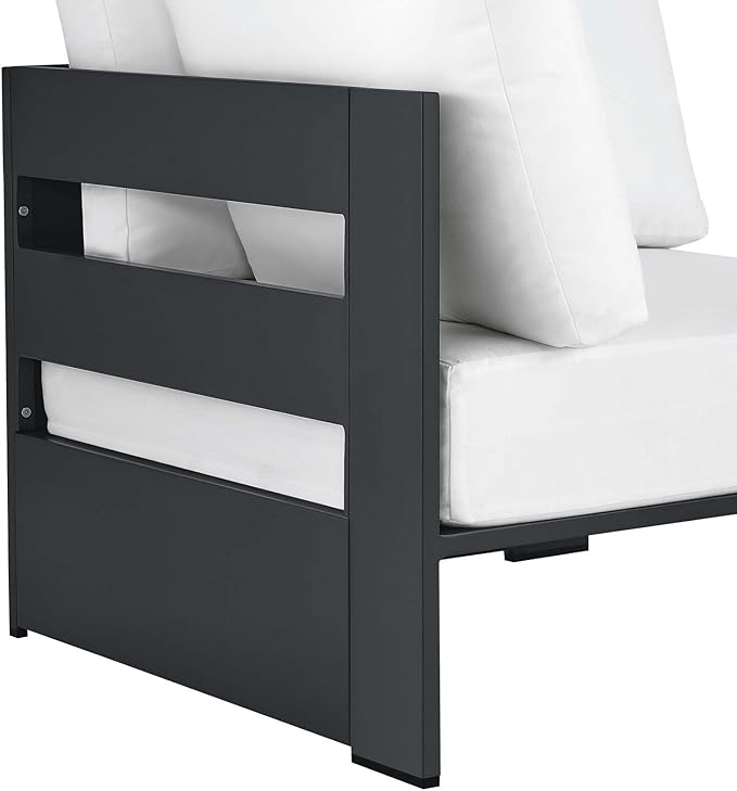 Modway Tahoe Aluminum Outdoor Sectional Corner Chair in Gray White with Weather-Resistant Cushions, Deep Seat Modular for Patio Furniture Lounge Set