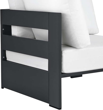 Modway Tahoe Aluminum Outdoor Sectional Corner Chair in Gray White with Weather-Resistant Cushions, Deep Seat Modular for Patio Furniture Lounge Set
