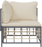 Modular Garden Corner Sofa, Outdoor Patio Wicker Seat with Padded Cushions, Anthracite Modular Furniture for Balcony - Photo 4