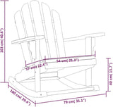 Garden Adirondack Rocking Chair Solid Teak Wood Outdoor Patio Furniture for Balcony with Wide Armrests Natural Brown - Photo 2