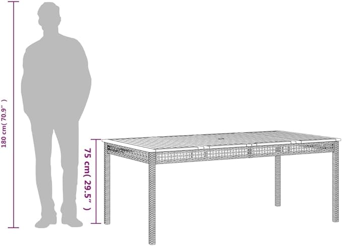 Large Rectangular Outdoor Dining Table for 6 People - Photo 9