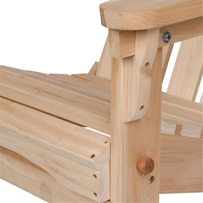 Pemberly Row Traditional Cedar Wood Folding Adirondack Chair, Beige Finish, 37"H x 28"W x 29.5"D, Ergonomic Design, Indoor or Outdoor Patio, Porch, Backyard, Low-Maintenance Moisture-Resistant Wood