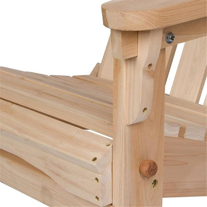 Pemberly Row Traditional Cedar Wood Folding Adirondack Chair, Beige Finish, 37"H x 28"W x 29.5"D, Ergonomic Design, Indoor or Outdoor Patio, Porch, Backyard, Low-Maintenance Moisture-Resistant Wood