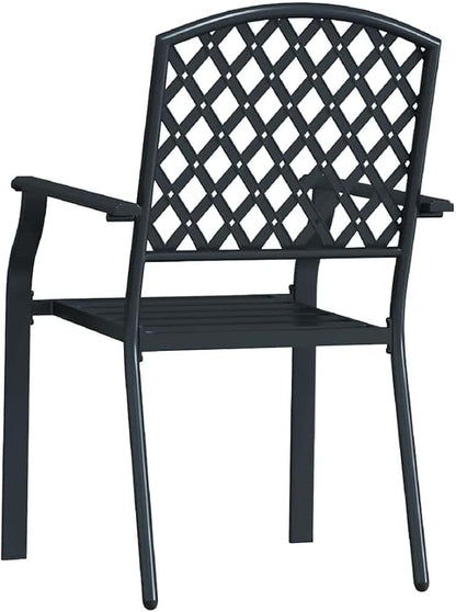 Outdoor Chair Set of 2, Stacking Patio Chairs Anthracite, Powder Coated Steel Metal Dining Chairs for Garden, Balcony, Indoor Outdoor Use, Modern Industrial Design, Durable & Space Saving
