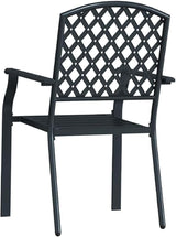 Stackable Patio Chairs Set of 2 Anthracite 22x25.6x35 Steel Mesh Dining Seating Weather Resistant Stackable Outdoor - Photo 8
