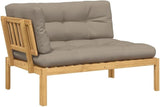 Patio Sofa Taupe Solid Acacia Wood with Fabric Cushions Large Outdoor Couch Outdoor Patio Furniture Set for Porch - Photo 3