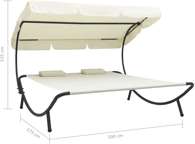 Double Chaise Lounge Outdoor with Adjustable Canopy and Pillow Extra Large Patio Hammock Bed Wheeled for Outside - Photo 2